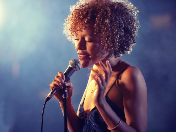 Jazz singer with microphone