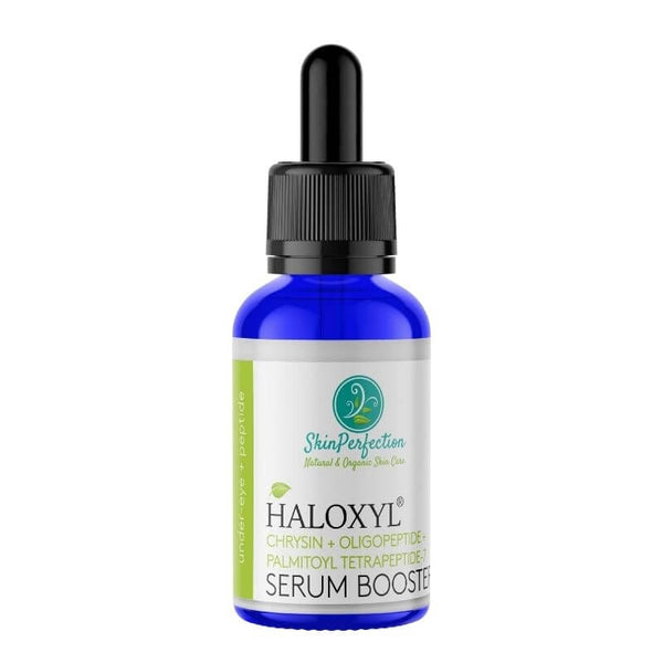Blue bottle of Haloxyl Peptide with dropper top
